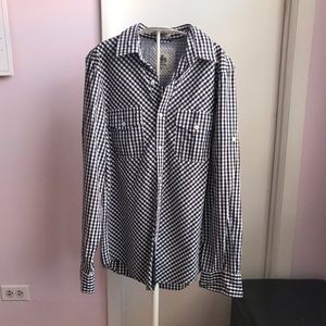 Express Blue & White Checkered Button Down Shirt